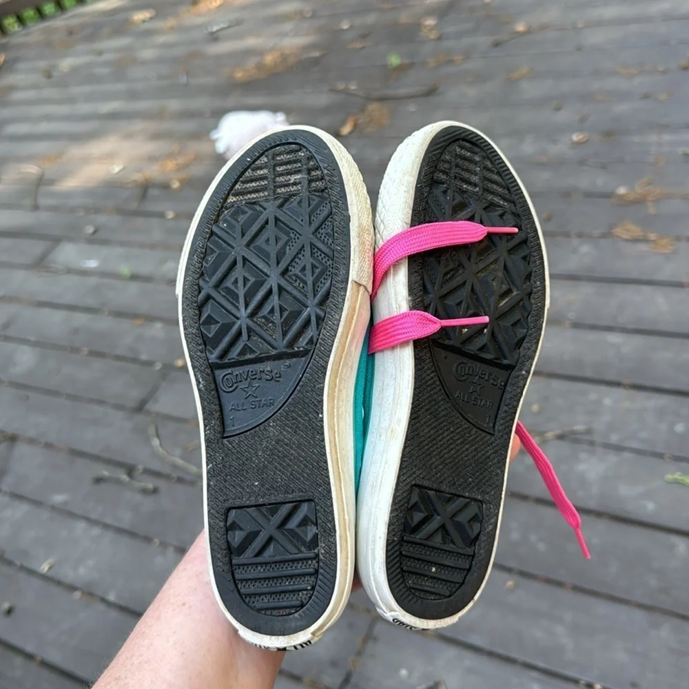 Converse girls teal and pink sneakers size 1